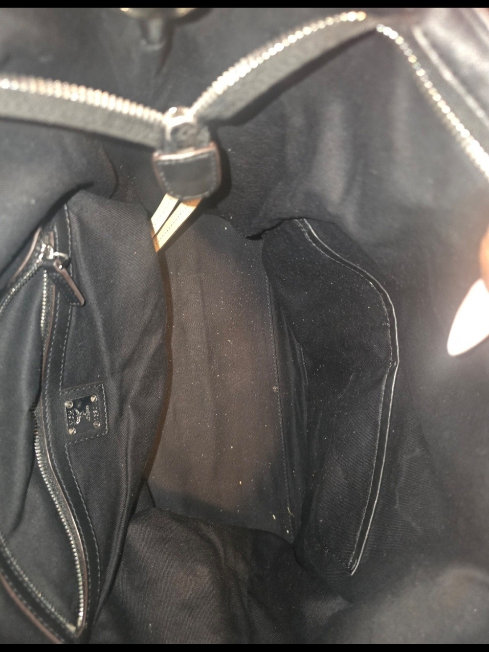 MCM Black Embossed Leather Shoulder Bag - Picture 8 of 11